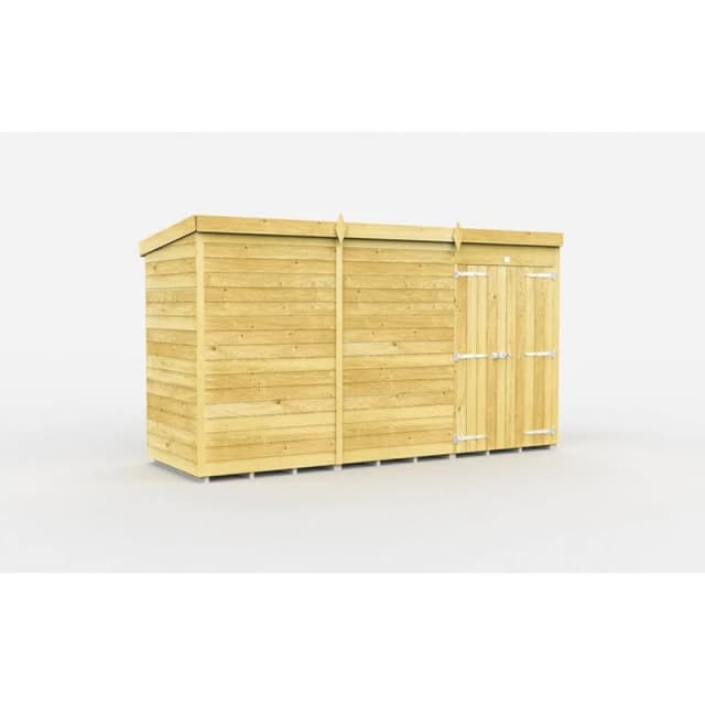 Buttercup Farm 11 x 4 Feet Pent Shed - Double Door W/O Window - L118 x W329 x H201cm in Brown Brown Unisex