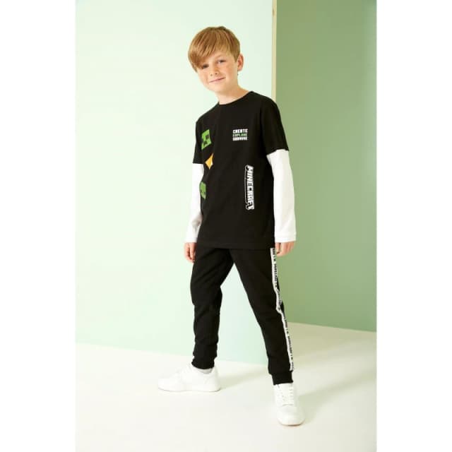 Character Boys Minecraft Longsleeve T-Shirt - Black 6 - 7 Years