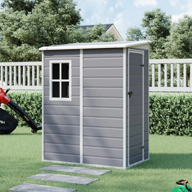 Breeins Outdoor 5x4fts Garden Plastic Storage Shed Grey Grey unisex Large