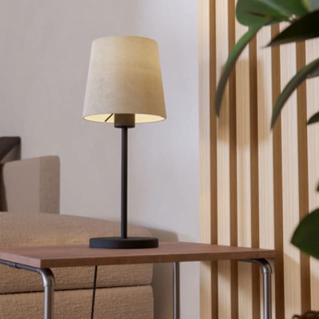EGLO Febres Natural Fabric & Black Steel Contemporary Table Lamp Black