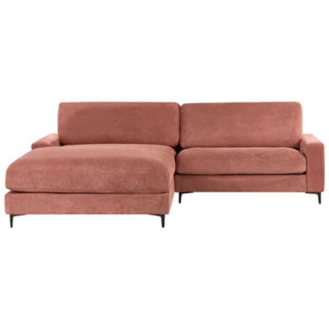 Beliani Corner Sofa 3 Seater Maloy Fabric Red Right Hand