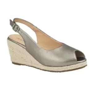 Cipriata Womens/Ladies Regina PU Buckle Wedge Heel Sandals (5 UK) (Pewter)