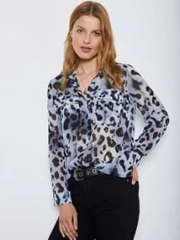 Mint Velvet Audrey Animal Print Blouse - Blue