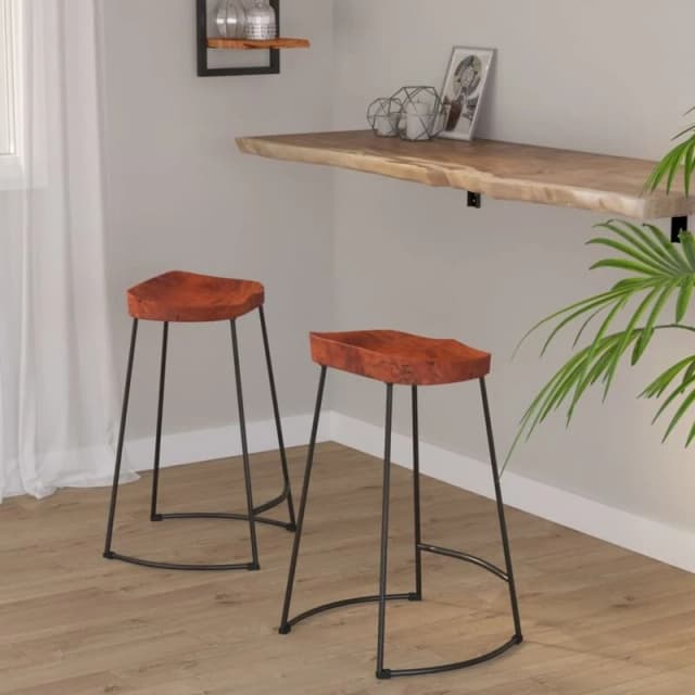 vidaXL Gavin Bar Stools 2 pcs 45x40x63cm Solid Wood Mango, Brown 344915