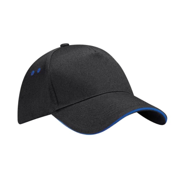 Beechfield Womens 5 Panel Sandwich Peak Baseball Cap in Jet Black Jet Black Female One Size