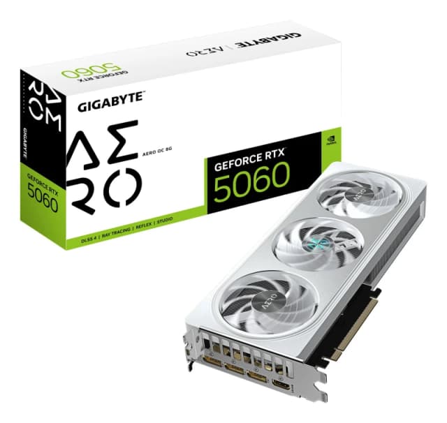 Gigabyte Gigabyte GeForce RTX 5060 AERO OC 8G Graphics Card - 8GB GDDR7, 128bit, PCI-E 5.0, 2595 MHz Core Clock, 3 x DisplayPort, 1 x HDMI, GV-N5060AE