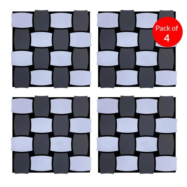 ENER-J Modern 3D Checkerboard Acoustic Panels Black Grey 610x610mm (4) in Dark Grey Dark Grey Unisex