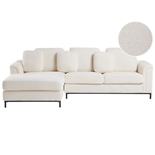 Beliani Corner Sofa 4 Seater Oslo Boucle White Right Hand