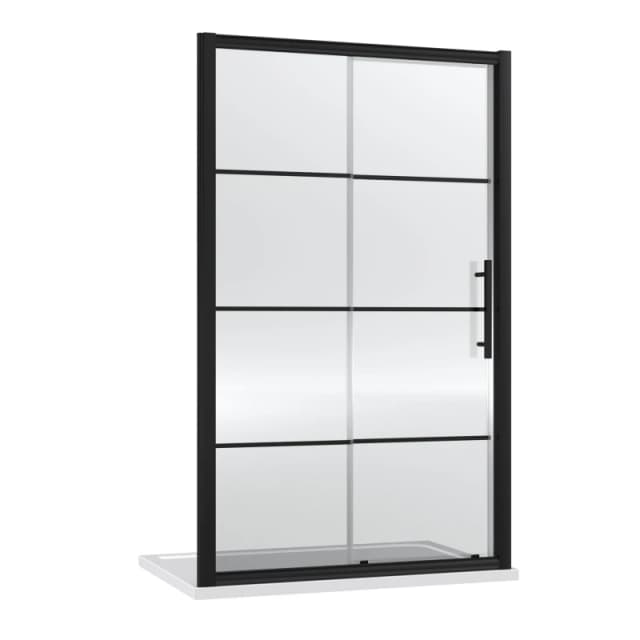 Balterley 8mm Toughened Safety Glass Single Sliding Shower Door Black 1200mm Black