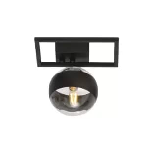 Imago Black CenterGlobe Ceiling Light with Clear,Black Glass Shades, 1x E14