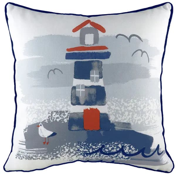 Nautical Lighthouse Cushion Navy, Navy / 43 x 43cm / Polyester Filled