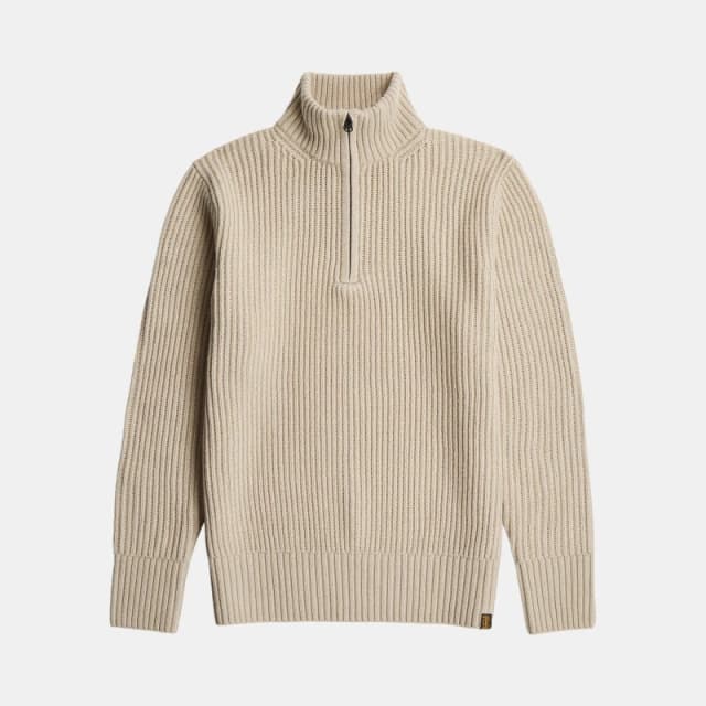 G Star Mens Chunky Quarter Zip Knitted Top Ecru male Small