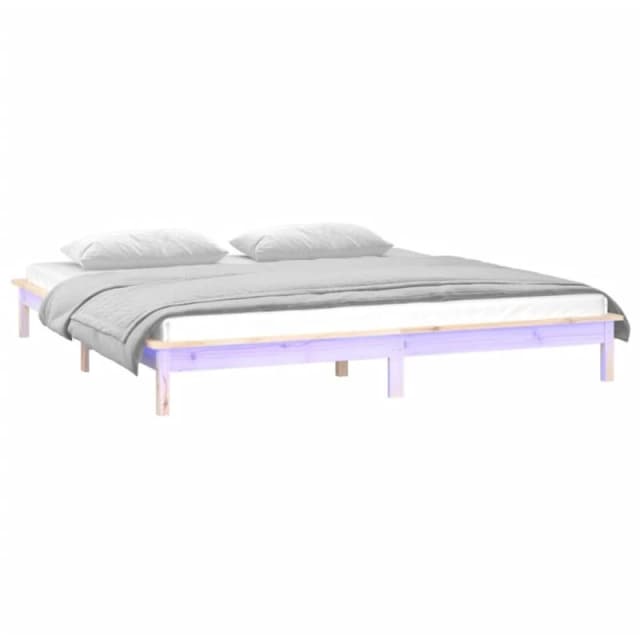 vidaXL LED Bed Frame 120x200cm Solid Wood, Brown 820601