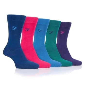 Farah 5 Pack Bamboo Socks Mens - Multi