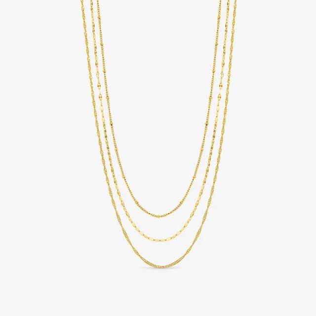 Jon Richard Gold Plated Waterproof Multirow Necklace - 3 Pack Gold female One Size