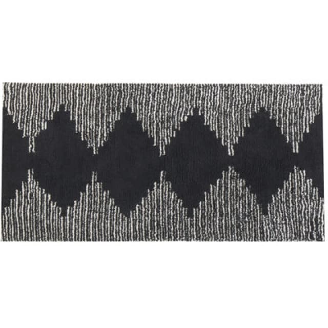 Beliani Rug Bathinda Black/ White 80 X 150 Cm Cotton