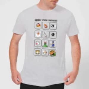 Nintendo Super Mario Know Your Enemies Mens T-Shirt - Grey - L