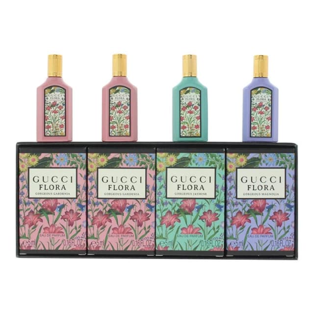 Gucci Flora Gift Set 2 x 5ml Gorgeous Gardenia Eau de Parfum + 5ml Gorgeous Jasmine Eau de Parfum + 5ml Gorgeous Magnolia EDP