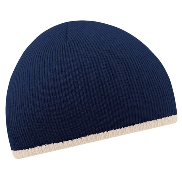 Beechfield Beechfield Two-Tone Knitted Winter Beanie Hat in Navy Navy One Size Unisex 5055747772029