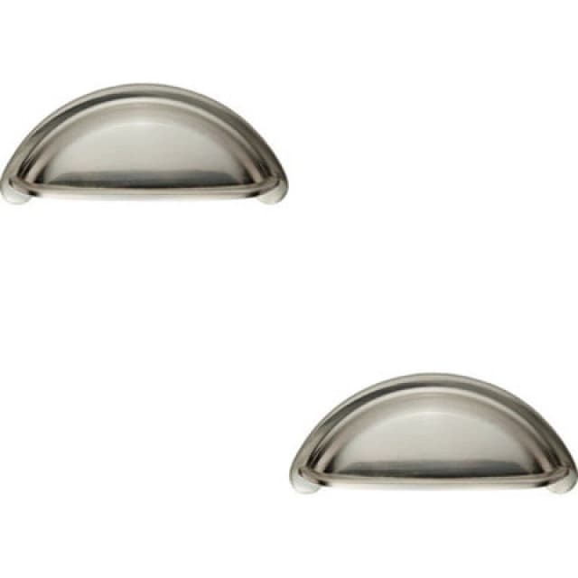 Loops 2x Cabinet Cup Pull Handle 94 x 41.5mm 76mm Fixing Centres Satin Nickel Metallics unisex