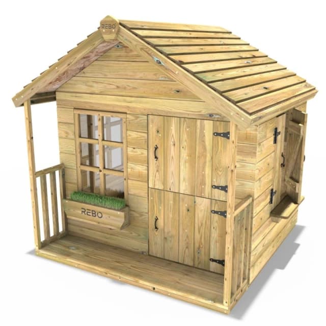 Rebo 5ft x 5ft Children's Wooden Garden Playhouse - Puffin Natural