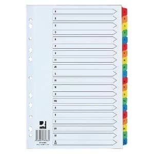 Q-Connect 20 Part A-Z Index Extra Wide Reinforced Multi-Colour Tabs