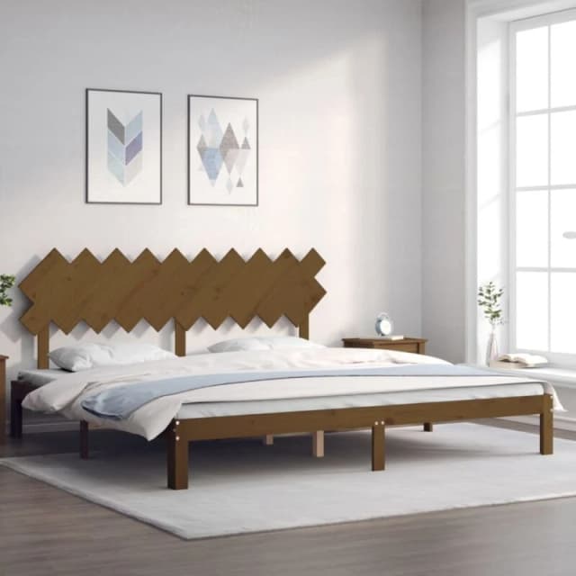 VIDAXL Bed Frame without Mattress Honey Brown 200x200cm Solid Wood Pine vidaXL 3193749