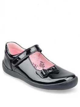 Start-rite Girls Giggle Strap School Shoes - Black Patent, Size 1.5 Older