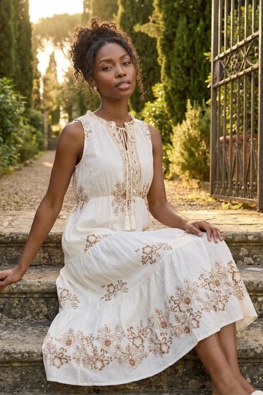 Roman Womens Floral Print Tiered Maxi Dress in Ivory Ivory Female One Size