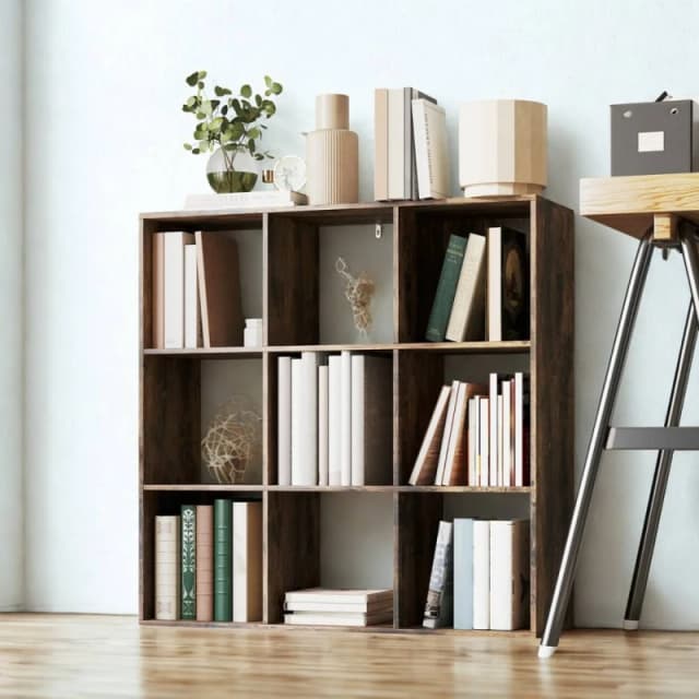 FURNOS 9 Cube Freestanding Storage Unit Bookcase Rustic in Brown Brown Unisex