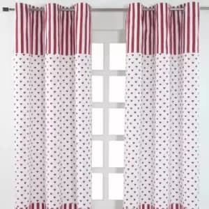 Homescapes - homecapes Red Love Hearts Ready Made Eyelet Curtain Pair, 137 x 182cm Drop - Red
