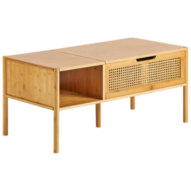 Beliani Coffee Table Surrey Bamboo Wood Natural With Storage