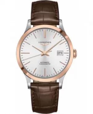 Longines Record Silver Dial Brown Leather Strap Mens Watch L2.821.5.72.2 L2.821.5.72.2