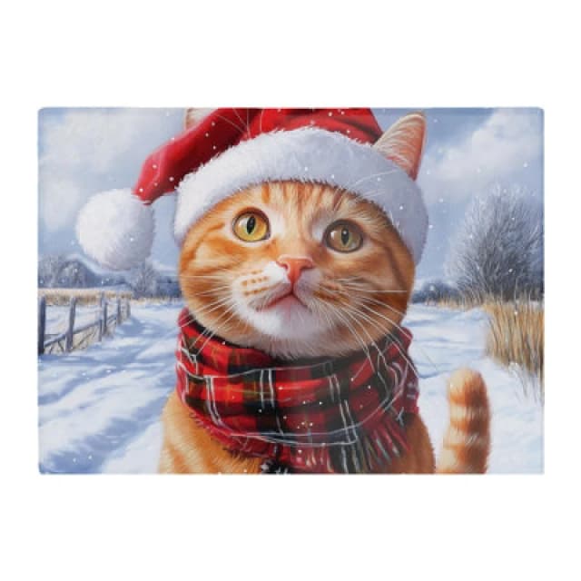 Warren Reed Designer Christmas Ginger Shorthaircat Glass Chopping Board