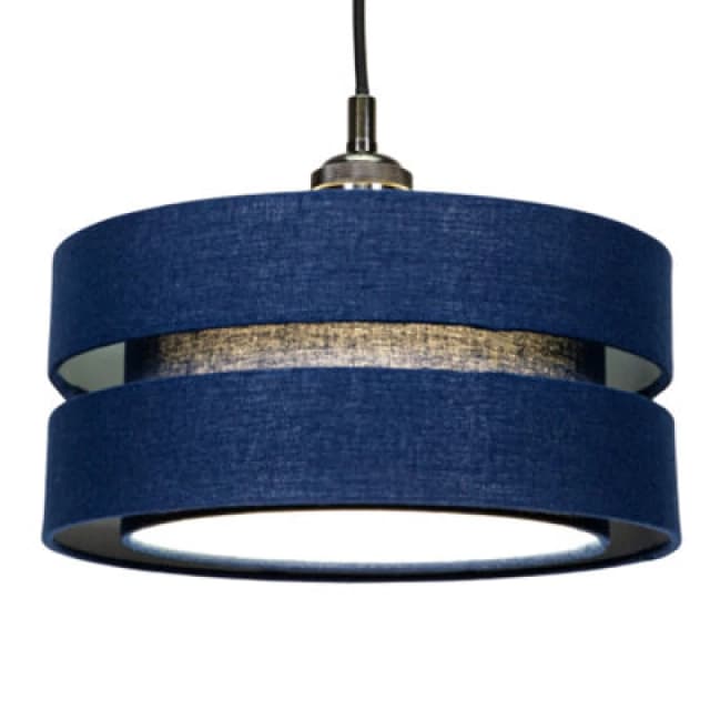 Happy Homewares Contemporary Quality Blue Linen Fabric Triple Tier Ceiling Pendant Light Shade