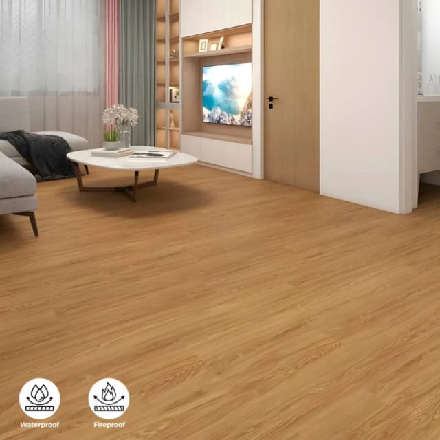 ENER-J BRITWALL SPC English Oak Luxury Vinyl Flooring - 1220x181mm in Brown Size: 10000mm x 520mm Brown Unisex 10000mm x 520mm