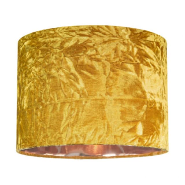 Happy Homewares Modern Shiny Ochre Crushed Velvet 10 Table/pendant Shade With Copper Inner
