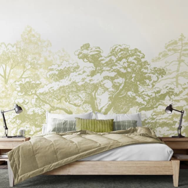 Origin Murals Etched Trees Wall Mural in Light Green Size: W350cm x H280cm Light Green Unisex W350cm x H280 cm