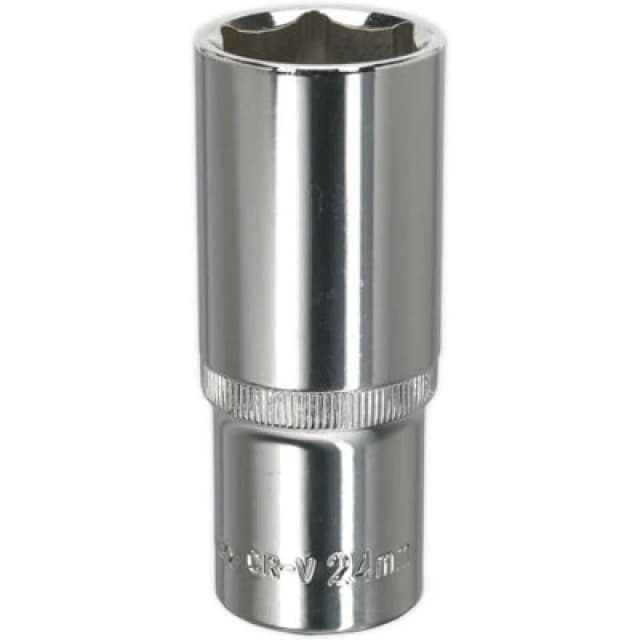 Loops 24mm Forged Steel DEEP Drive Socket - 1/2" Square Drive Polished Chrome Vanadium Metallics