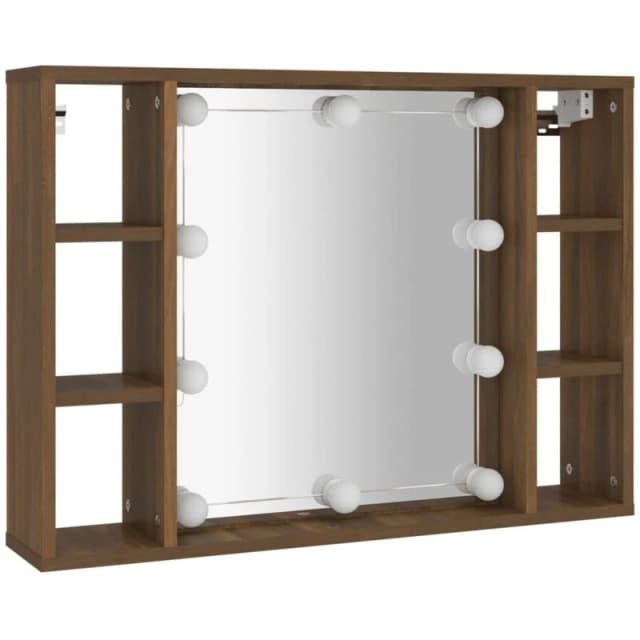 vidaXL Mirror Cabinet with LED Brown Oak 76x15x55 cm, Brown 820447