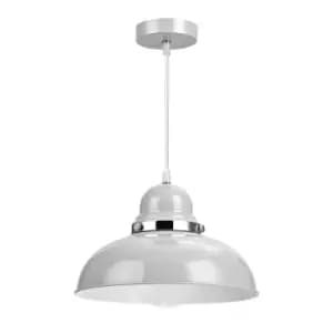 Premier Housewares Vermont Pendant Light - Flint Grey Chrome