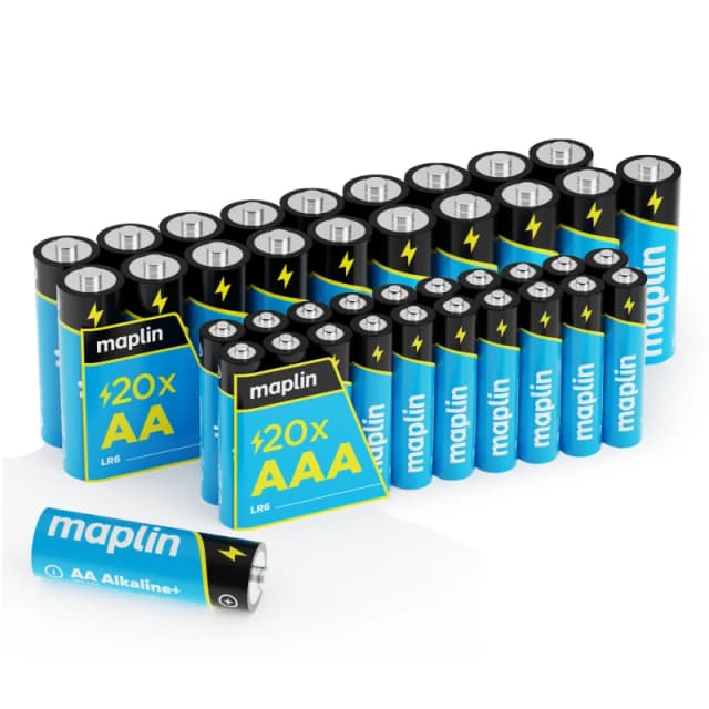 Maplin Maplin 20x AA LR6 / 20x AAA LR03 7 Years Shelf Life 1.5V High Performance Alkaline Batteries 646PAM