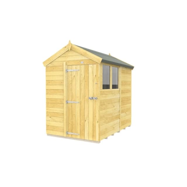Buttercup Farm 5 x 7 Feet Apex Shed - Single Door W/ Windows - L214 x W147 x H217cm in Brown Brown Unisex