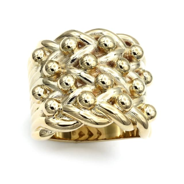 Jewelco London Flash-plated Brass 4 Row King George III Keeper Ring 23mm Size Z1 - BRN086 Gold