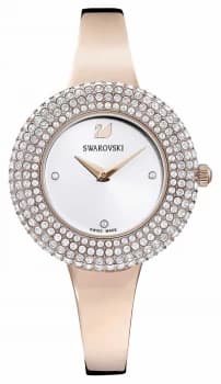 Swarovski Crystal Rose Rose Gold Tone Bracelet Silver Watch