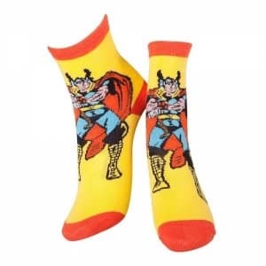 Marvel Comics Thor Adult Male Thor and Mjolnir Crew Socks 39/42 (Yellow)