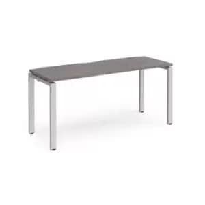 Adapt single desk 1600mm x 600mm - silver frame and grey oak top