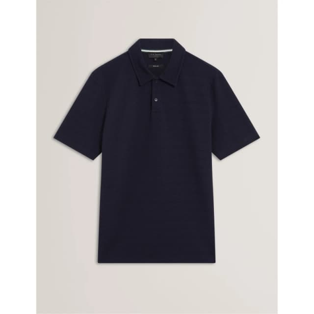 Ted Baker Mens Textured Short Sleeve Polo Shirt Navy male S (2)