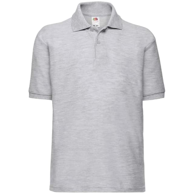 Fruit of the Loom Poly Cotton Pique Polo Shirt in Grey Size: 12-13 Years Grey Unisex 12-13 Years