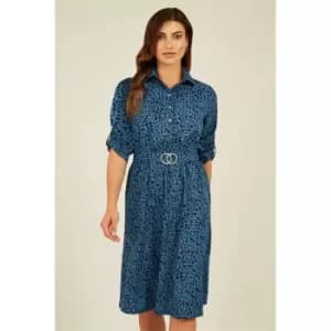 Mela London Blue Dalmatian Print Midi Dress - Blue